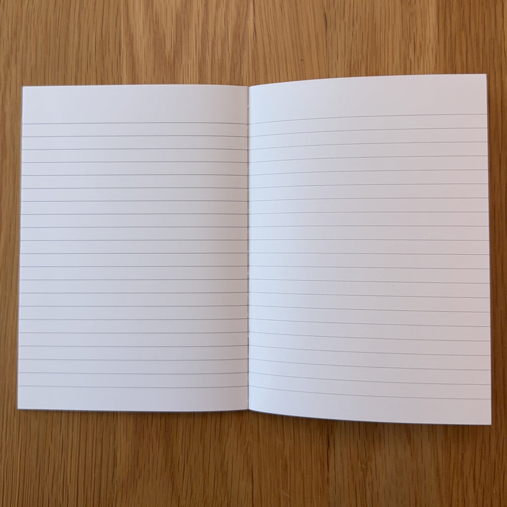 Apica CD Notebook A6 open to show the lined interior pages