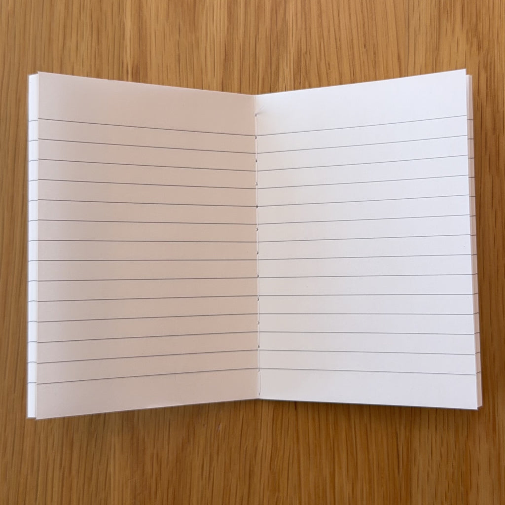 Apica CD Notebook A7 open to show the lined interior pages